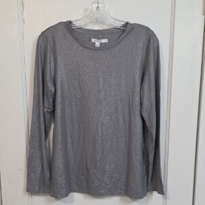Chico's Touch Of Cool Foil Long Sleeve Layering Tee - Size 1 Medium
